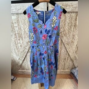 Talbots RSVP Floral Blue Sleeveless Dress w/pockets Size 6